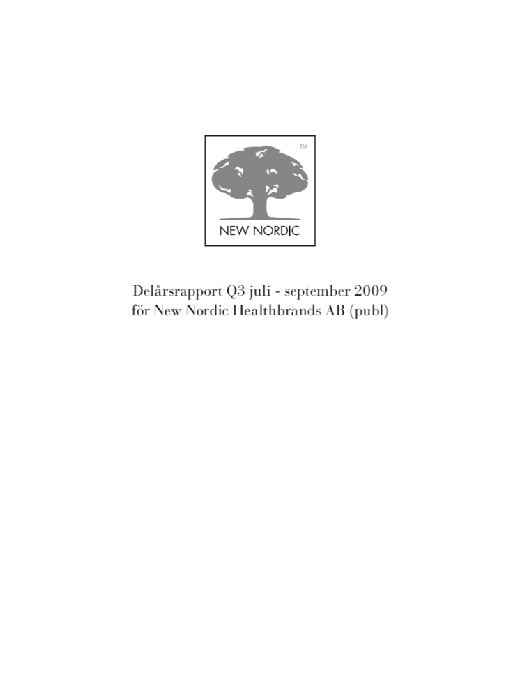 Delårsrapport Q3 2009