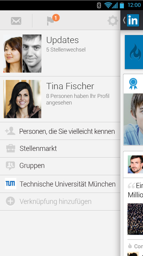 Screenshot LinkedIn Android Nav