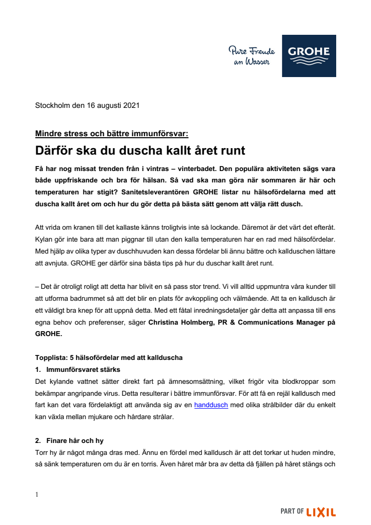 Mindre stress och bättre immunförsvar: Därför ska du duscha kallt året runt
