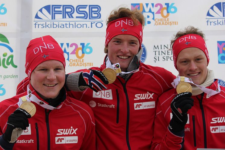 Harald Øygard,Aleksander Fjeld Andersen og Endre Strømsheim,stafett ungdom menn,junior-vm2016 