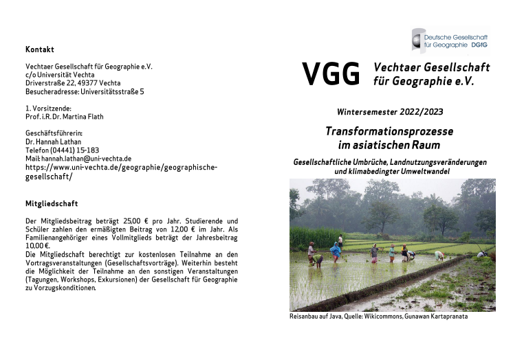 Vortragsreihe | „Transformationsprozesse im asiatischen Raum – Gesellschaftliche Umbrüche, Landnutzungsveränderungen und klimabedingter Umweltwandel“