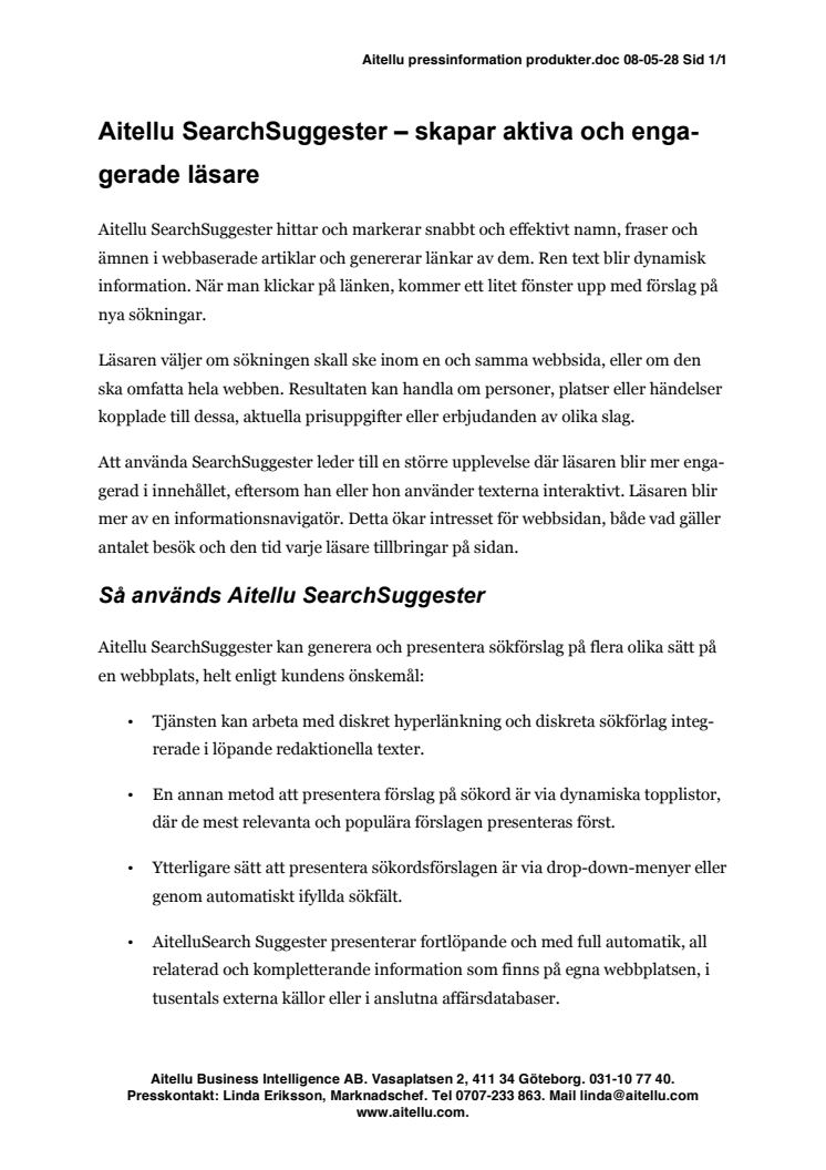Aitellu SearchSuggester produktbeskrivning pdf