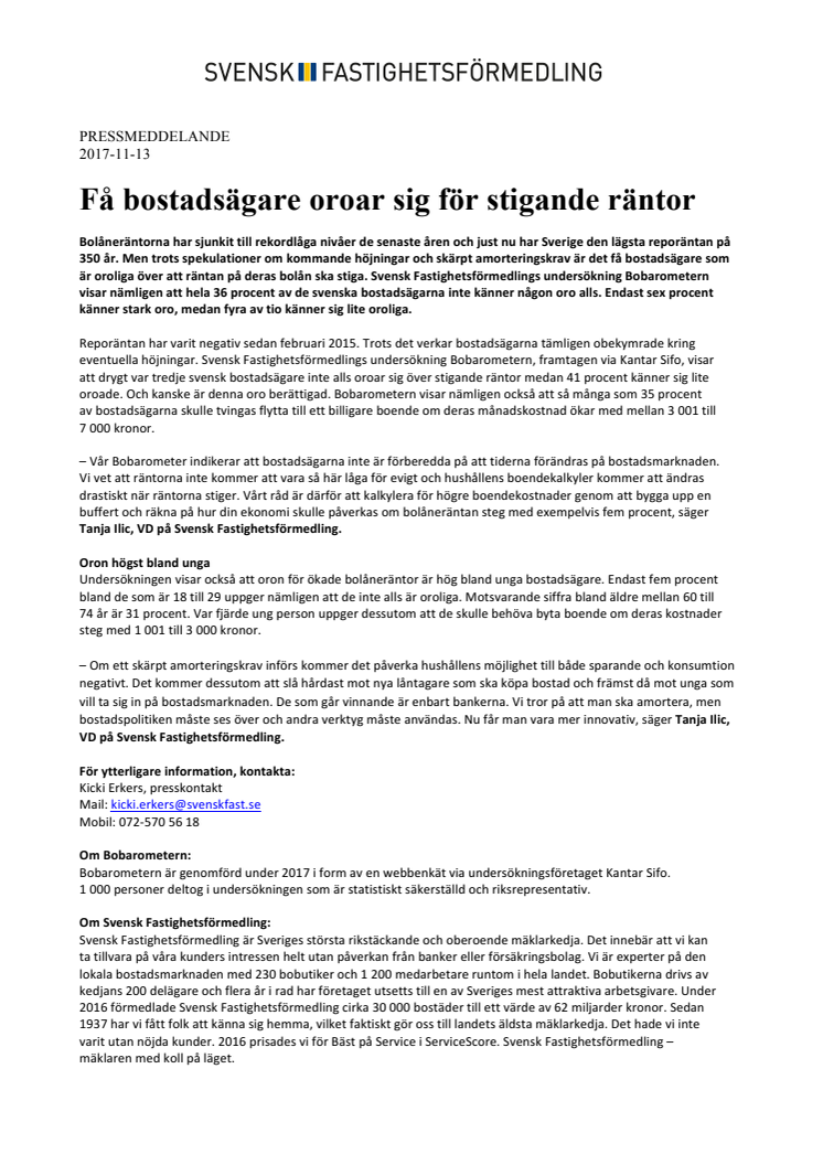 Få bostadsägare oroar sig för stigande räntor