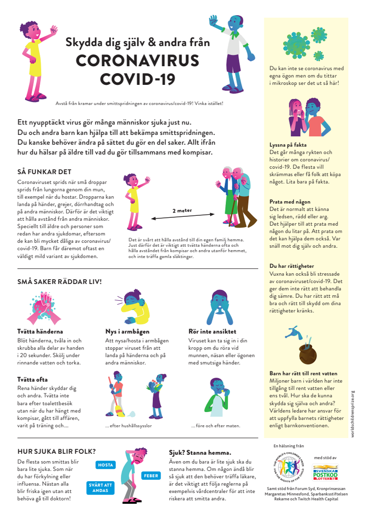 Informationsmaterial om coronaviruset/covid-19 för barn