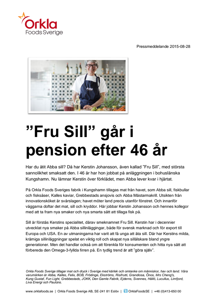 "Fru Sill" går i pension efter 46 år