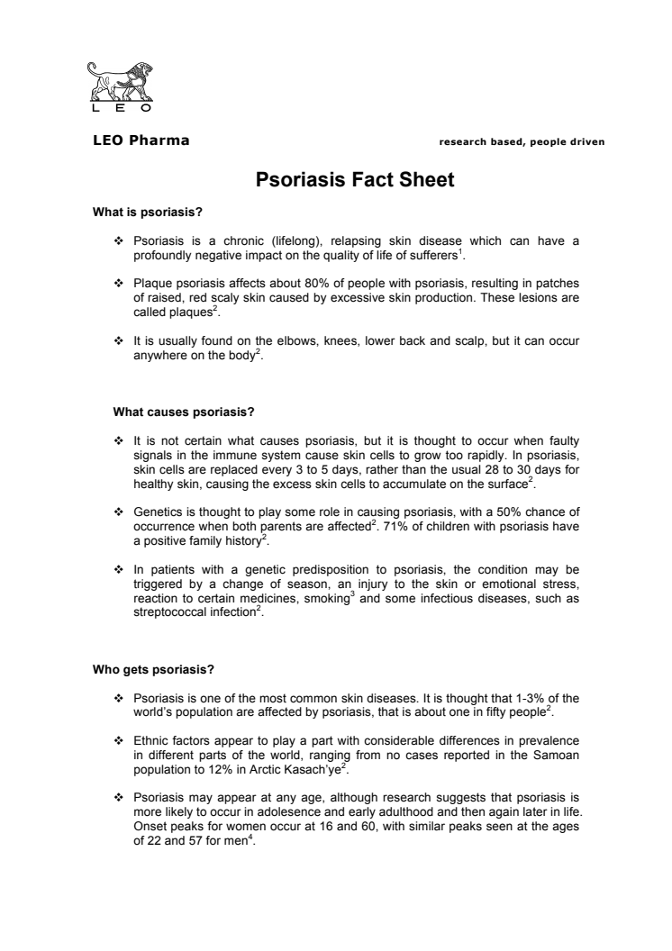 Psoriasis Fact Sheet