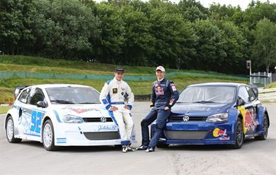 Marklund Motorsport mönstrar en intressant duo i unge Anton Marklund (t.v.) och rutinerade DTM-stjärnan Mattias Ekström. Båda kör var sin Volkswagen Polo i den svenska EM-deltävlingen i Höljes.