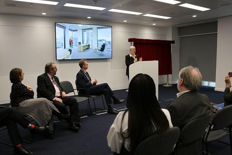 Penny Ciniewicz, HMRC's Director General for Customer Compliance Group, gives a speech at the opening of the UK Government hub in Cardiff