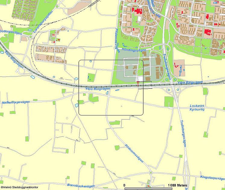 Ny trafikplats i Malmö - karta med markering