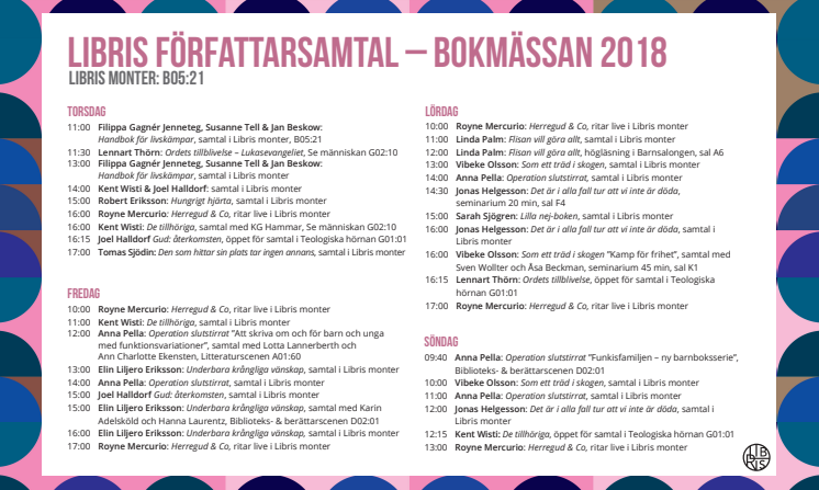 Libris författarsamtal Bokmässan 2018