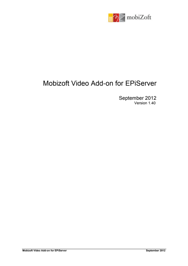 Mobizoft Video Add-on for EPiServer, v1,4