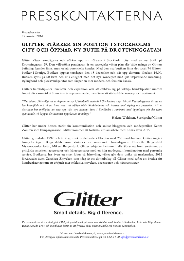 Glitter öppnar ny butik på Drottninggatan i Stockholm