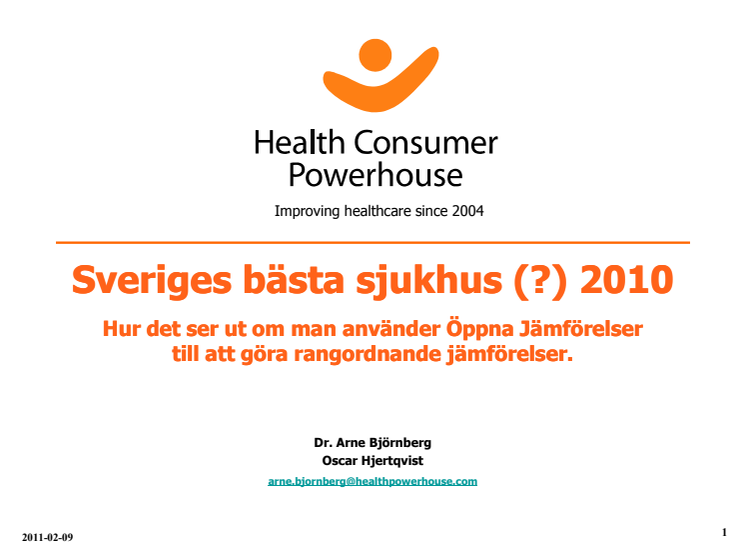 Sveriges bästa sjukhus 2010 - presentation av resultat