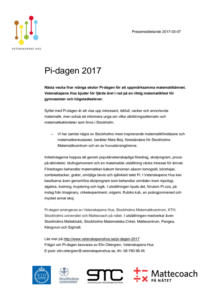 Pi-dagen i Vetenskapens Hus