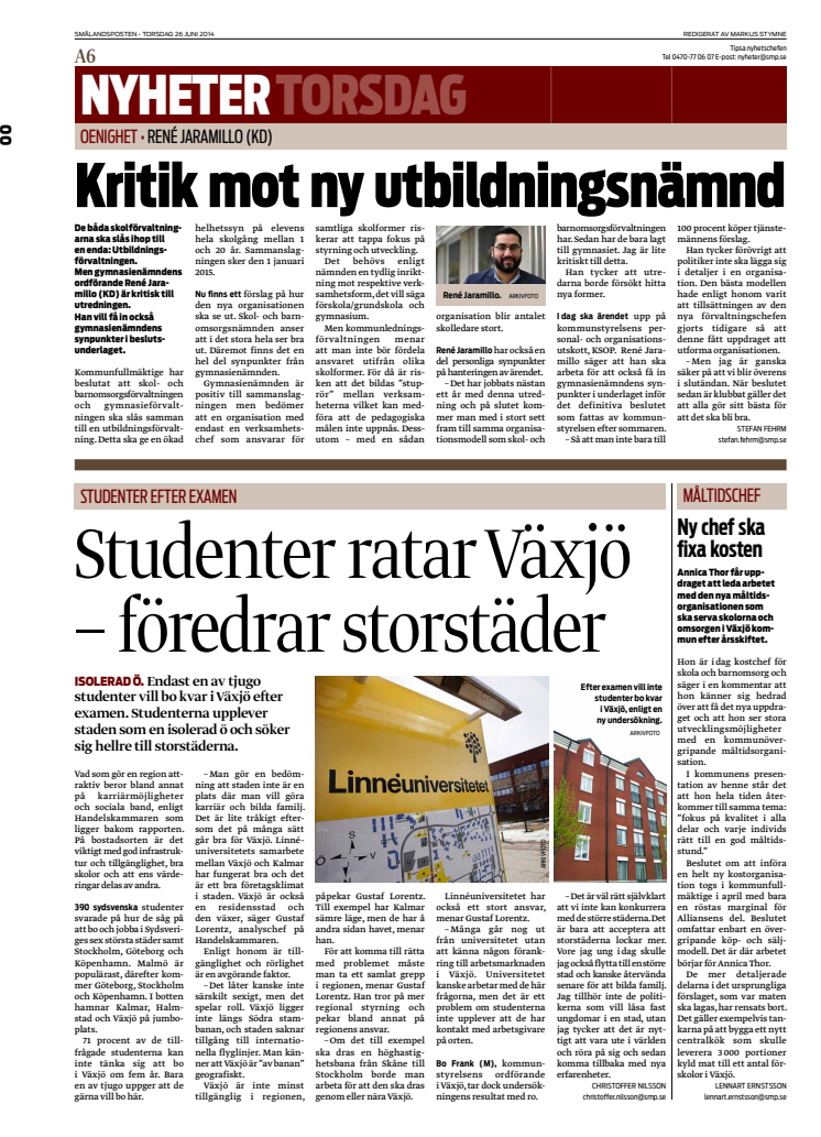 Studenter ratar Växjö- föredrar storstäder