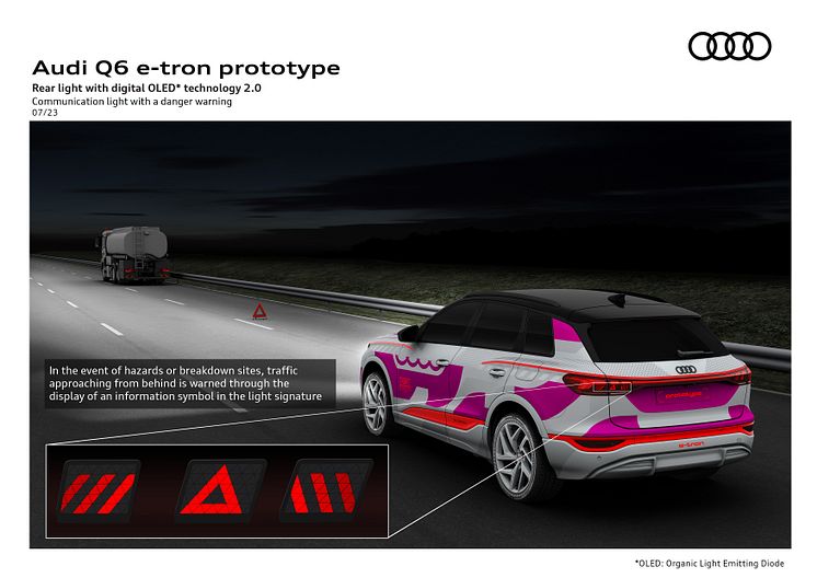 Audi Q6 e-tron prototype - lysteknologi