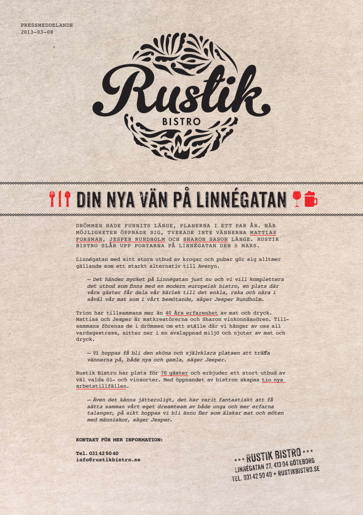 Rustik Bistro - din nya vän på Linnégatan