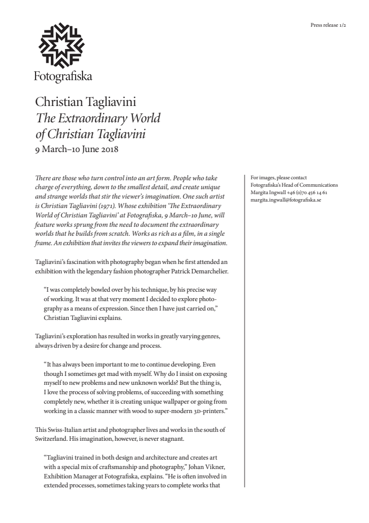 The Extraordinary World of Christian Tagliavini at Fotografiska