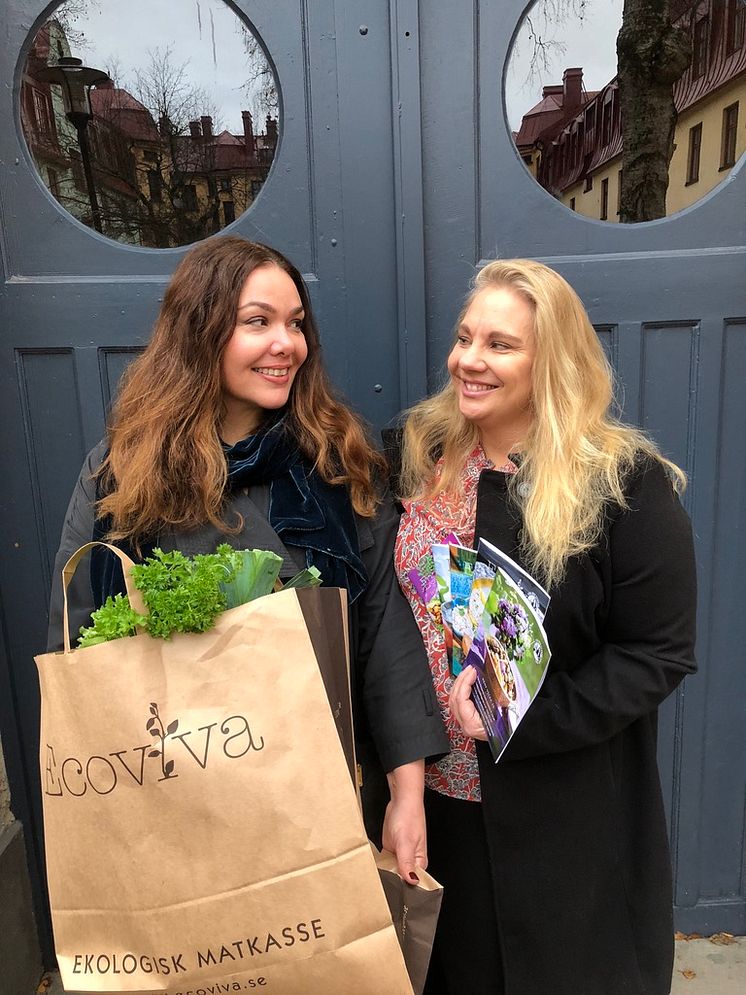 Amina Bergendahl (till vänster) och Annika Kristoffersson (till höger), båda grundare av Ecoviva. 