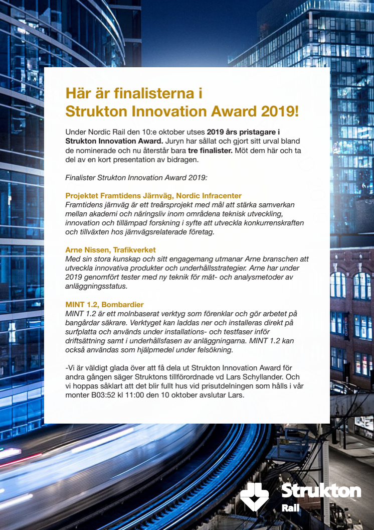 Här är finalisterna i Strukton Innovation Award 2019!