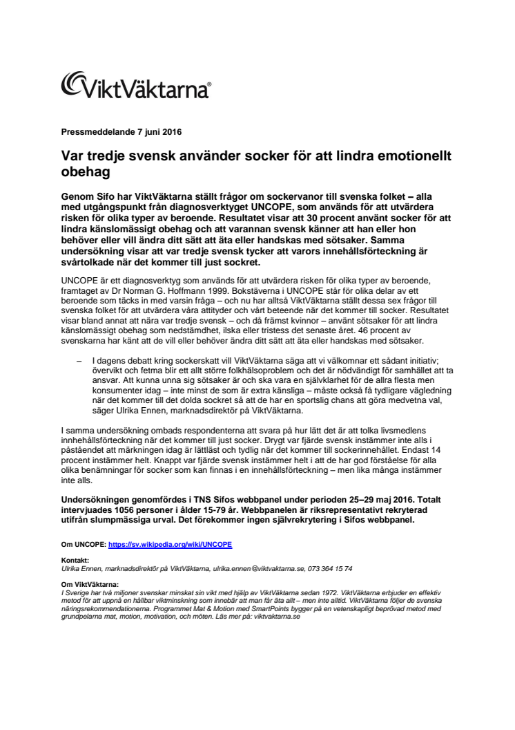 Var tredje svensk använder socker för att lindra emotionellt obehag