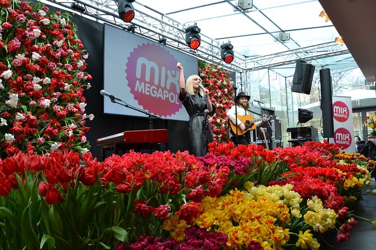 Anna Bergendahl uppträder på Blomsterfrämjandets och MixMegapols tulpankonsert
