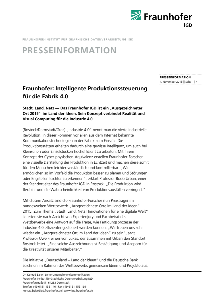 Fraunhofer: Intelligente Produktionssteuerung für die Fabrik 4.0