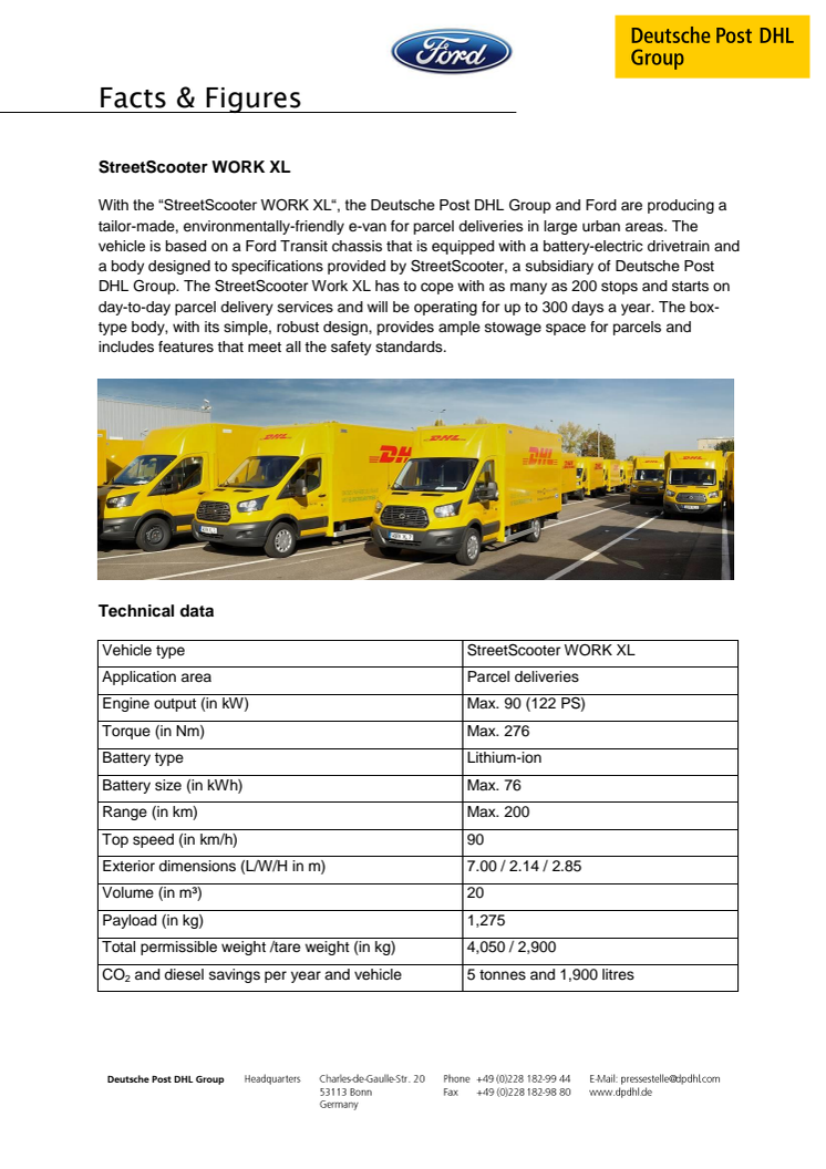 Factsheet om DHL's StreetScooters