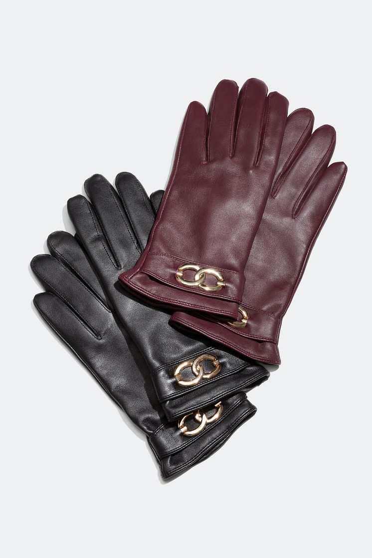 Leather Gloves with Chunky Chain