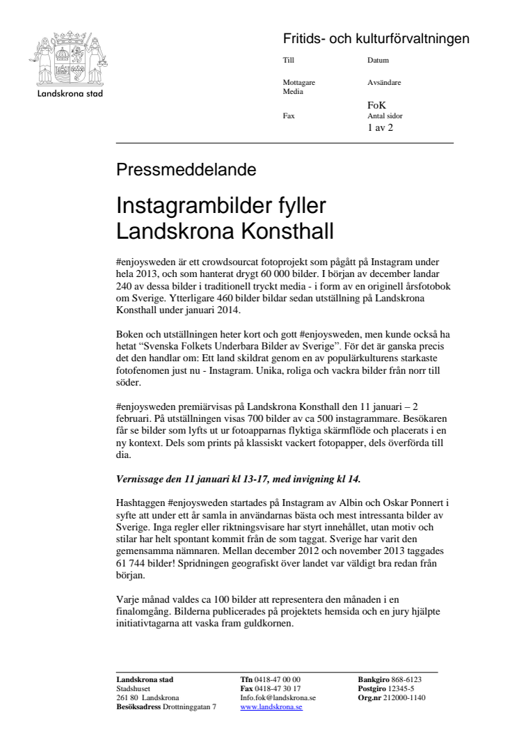 Instagrambilder fyller Landskrona konsthall