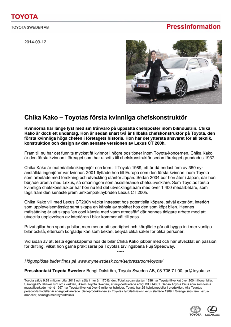 Chika Kako – Toyotas första kvinnliga chefskonstruktör