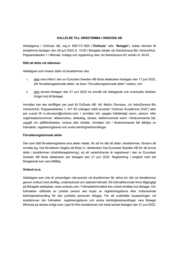 Kallelse årsstämma 2022 - OnDosis AB (publ) - 220530.pdf