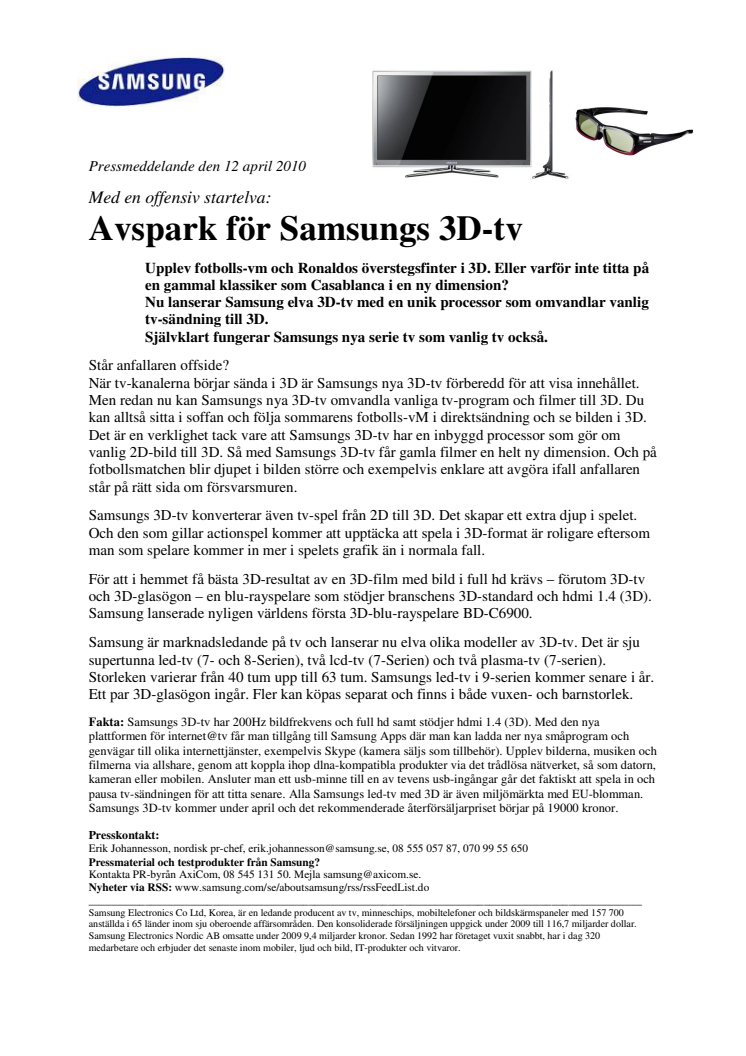 Avspark för Samsungs 3D-tv