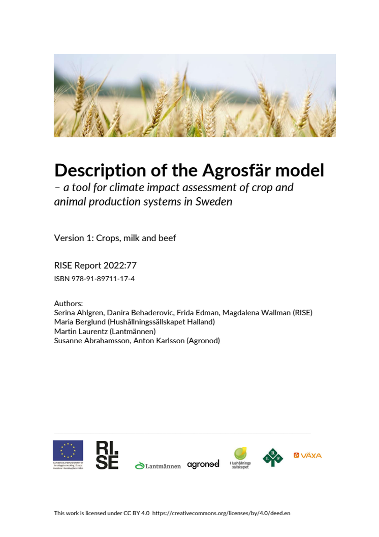 Rapport: Beräkningsmodellen i Agrosfär