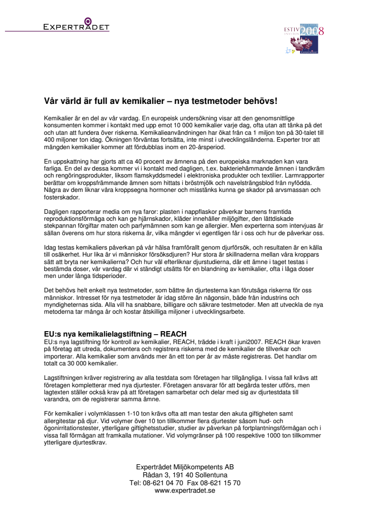 Nya testmetoder behövs för kemikalier