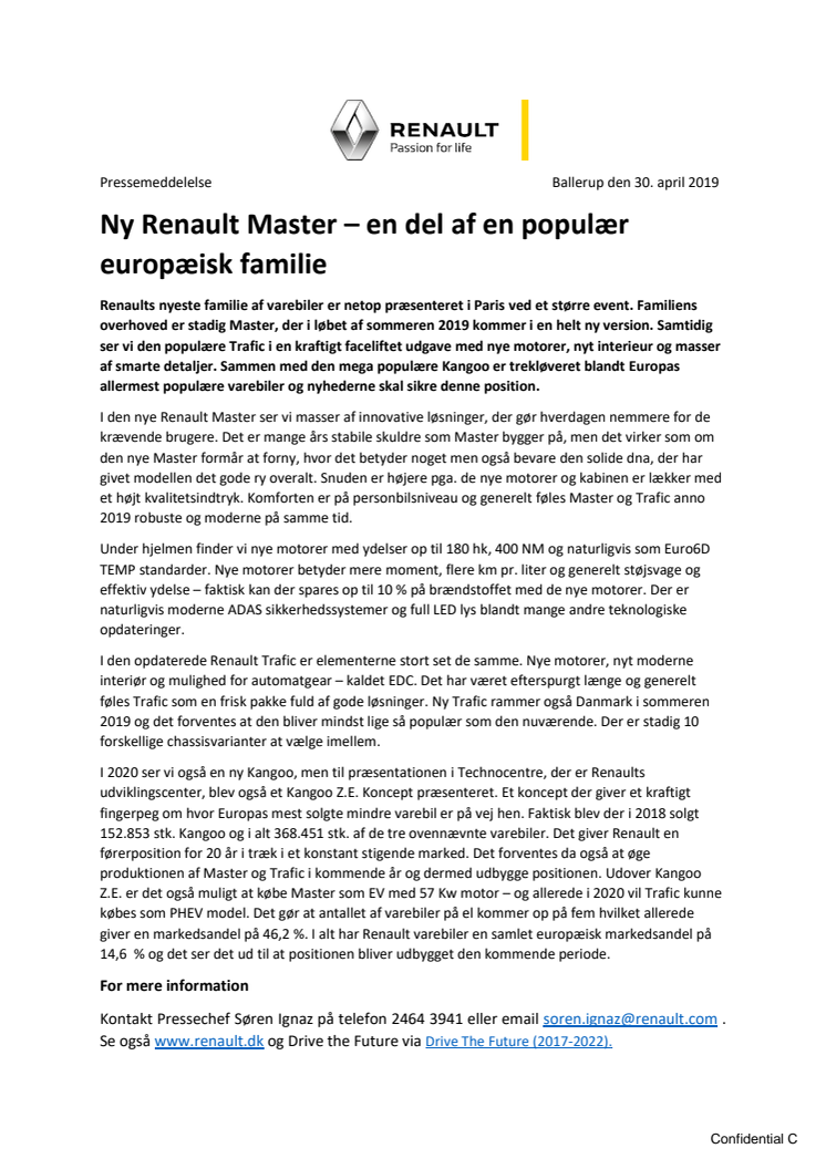 Ny Renault Master – en del af en populær europæisk familie