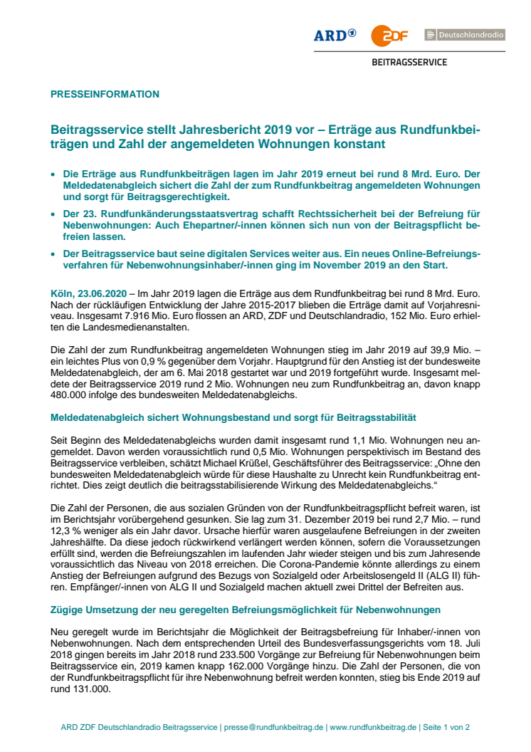 Pressemappe zur Vorstellung des Jahresberichts 2019