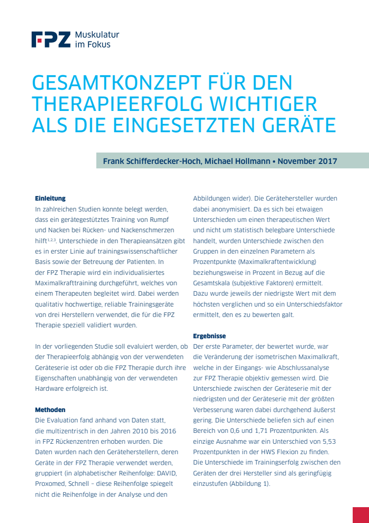 Handout zur FPZ Studie "Gesamtkonzept für den Therapieerfolg wichtiger als die eingesetzten Geräte"