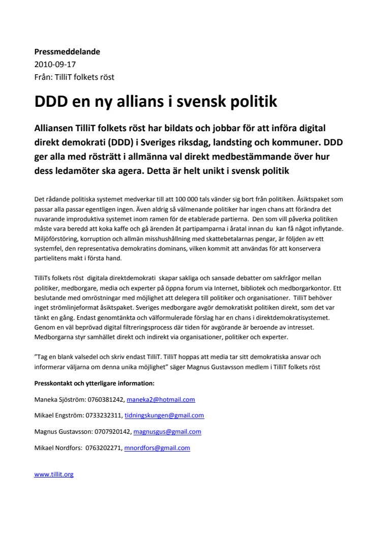 DDD en ny allians i svensk politik