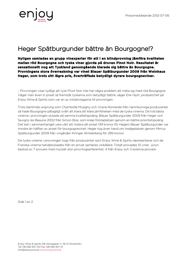 Heger Spätburgunder bättre än Bourgogne!?