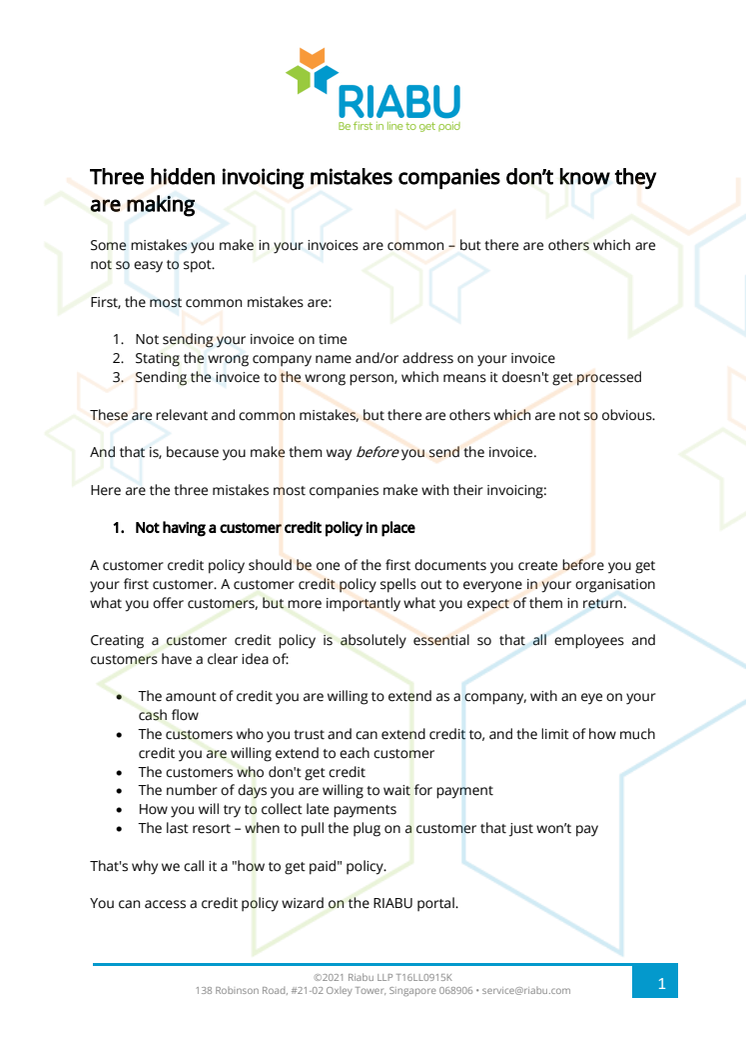 RIABU Academy - Three hidden invoicing mistakes companies don’t know they are making