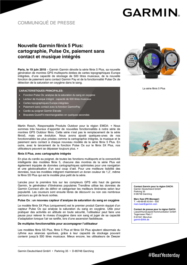 Nouvelle Garmin fēnix 5 Plus: cartographie, Pulse Ox, paiement sans contact et musique intégrés