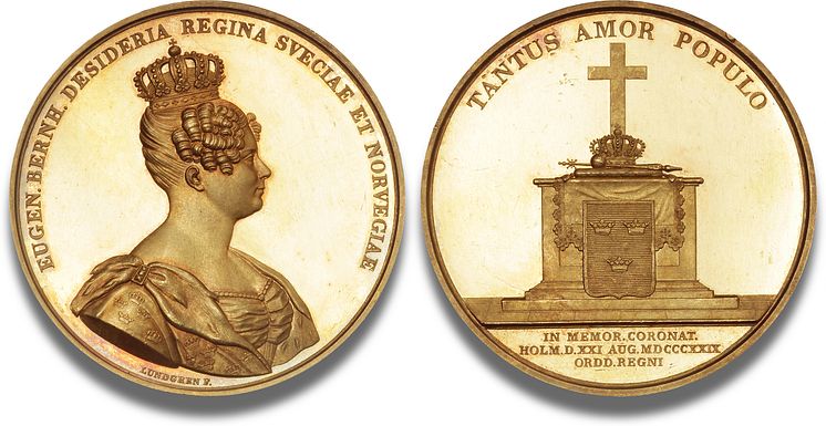 Sweden and Norway, Queen Desideria, 1818-1844, medal commemorating her coronation the 21 August 1829 - a truly marvelous specimen