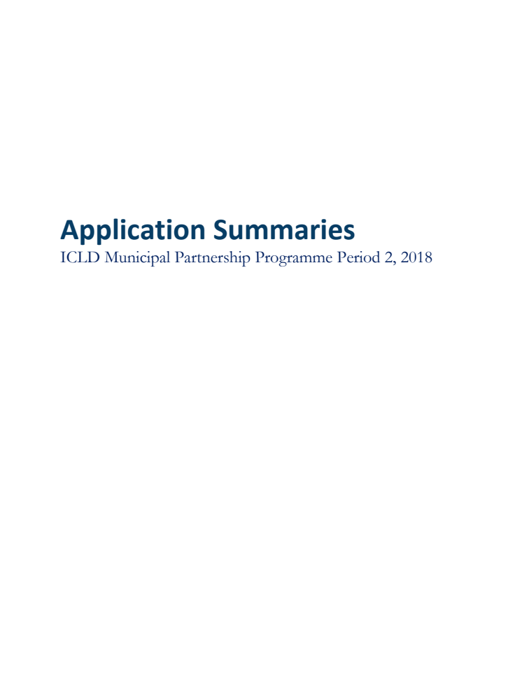 ICLD Municipal Partnership Programme Period 2, 2018