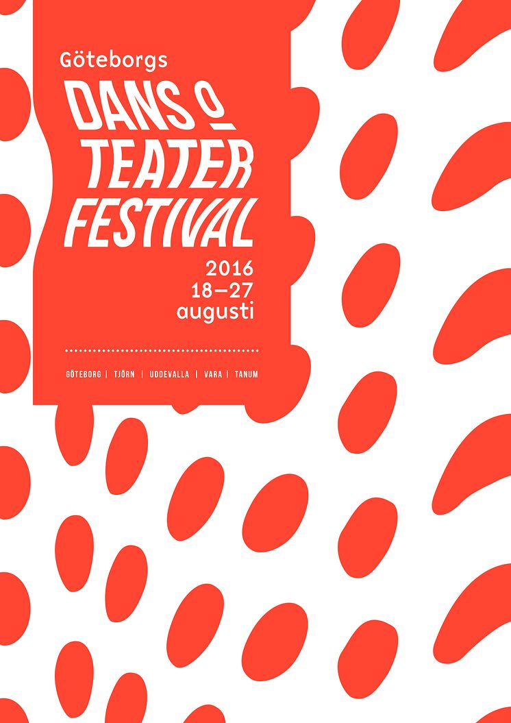 Affischexempel med mönster (röd) Göteborgs dans- och teaterfestival