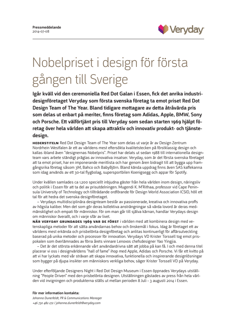 Nobelpriset i design för första gången till Sverige