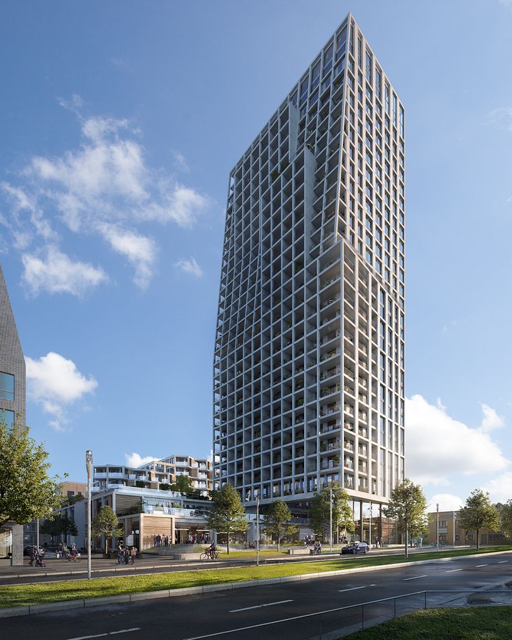 Höghuset i kv. Myvatten är en del av Dreems projekt i Kista, Stockholm 