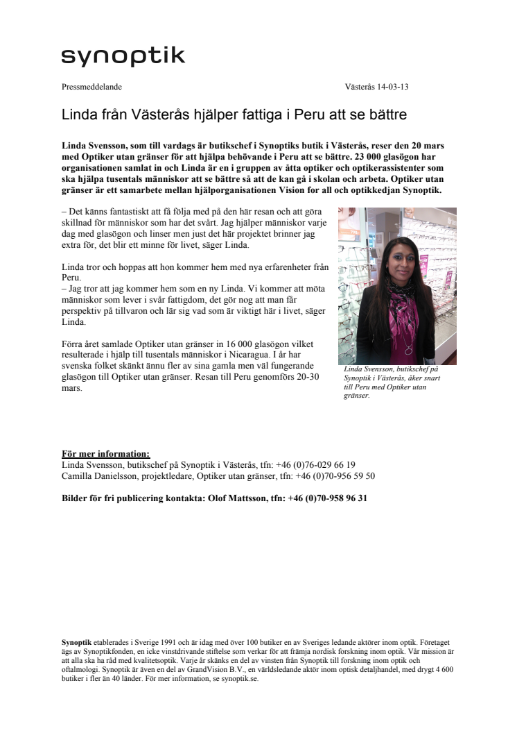 Linda från Västerås hjälper fattiga i Peru att se bättre