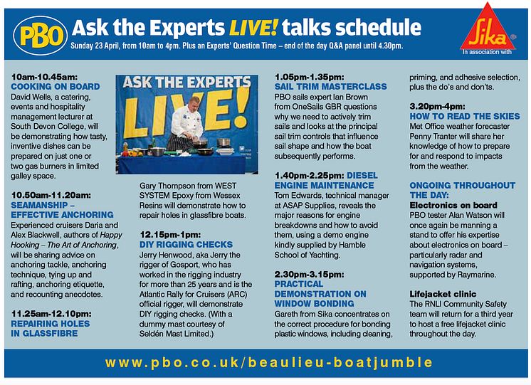 High res image - Sika - Practical Boat Owner’s ‘Ask the Experts Live’ 2017 Talk Schedule 