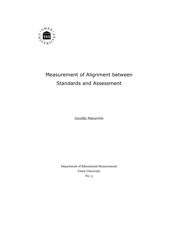 Measurement of alignment between standards and assessment